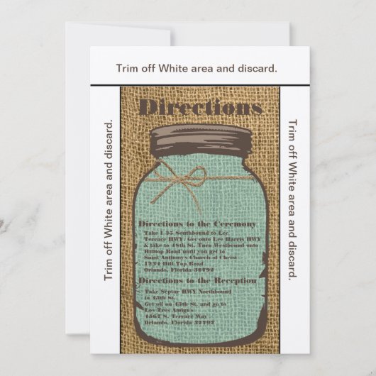 3.5x6 Directiekaart Mason Jar Burlap Country Rus Kaart (Voorkant)