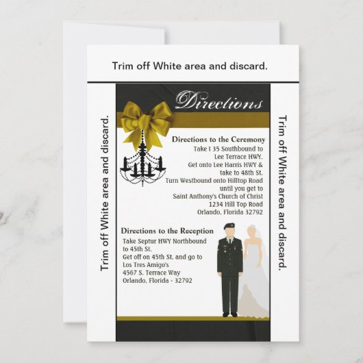 3.5x6 Direction Card ARMY Uniform Groom Bride Sol Kaart (Voorkant)
