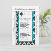 3,5x6 Direction Card Black Blauwgroen Damask Kaart (Staand voorkant)