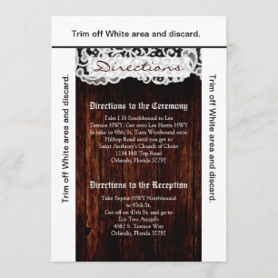 3.5x6 Direction Card Country Dark Barn Wood Lace Kaart