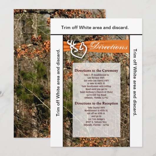 3.5x6 Direction Card Deer Couple Doe Buck Camo Kaart (Voorkant / Achterkant)