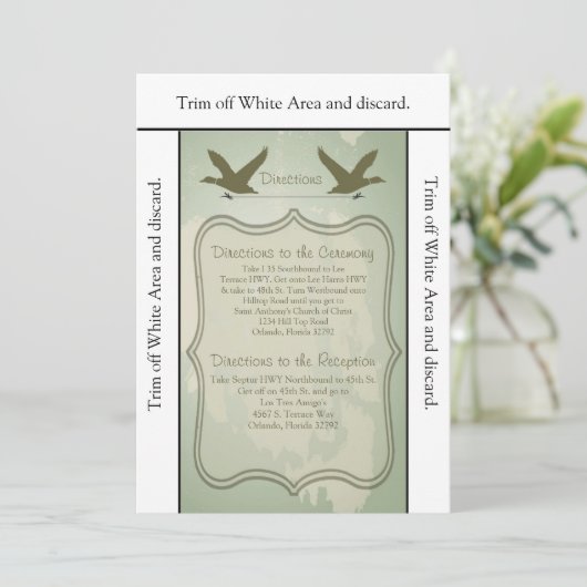 3.5x6 Direction Card Duck Hunting Rustic Kaart (Staand voorkant)