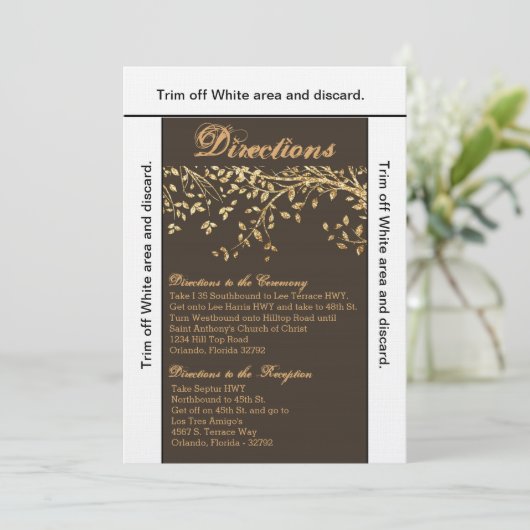 3.5x6 Direction Card Gold Foil Autumn Herfst Tree Kaart (Staand voorkant)