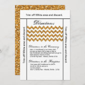 3.5x6 Direction Card Gold Glitter Chevron Stripe Kaart (Voorkant / Achterkant)