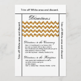 3.5x6 Direction Card Gold Glitter Chevron Stripe Kaart