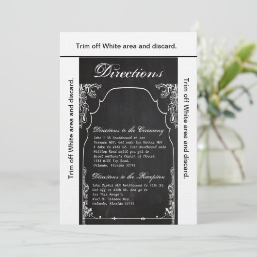 3.5x6 Direction Card Modern Chalkboard Kaart (Staand voorkant)