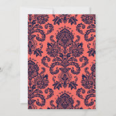 3.5x6 Direction Card Navy Blue Coral Damask Kaart (Achterkant)