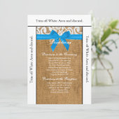 3.5x6 Richtingen Kaart Blauwe Burlap Lace (Staand voorkant)