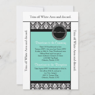 3.5x6 Richtingen Kaart Blauwgroen & zwart Damask