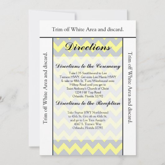 3.5x6 Richtingen Kaart Chevron Yellow & Grey (Voorkant)