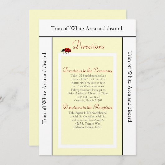 3.5x6 Richtingen Kaart Geel en Dame Bug (Voorkant / Achterkant)