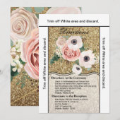 3.5x6 richtingen Kaart Geometrisch Roos Gouden Gli (Voorkant / Achterkant)