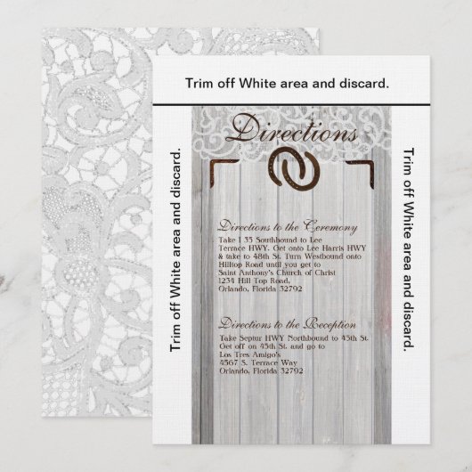 3.5x6 Richtingen Kaart Hoefijzers Hout (Voorkant / Achterkant)