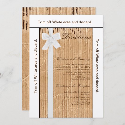 3.5x6 richtingen Kaart Kartonnen Flap Wit Lint (Voorkant / Achterkant)