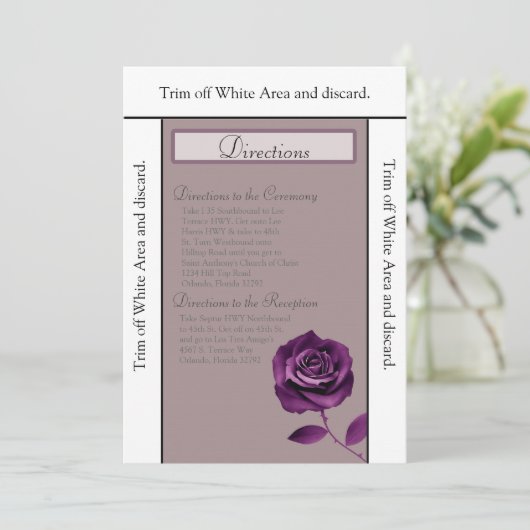 3.5x6 Richtingen Kaart Paars Roos (Staand voorkant)