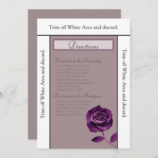 3.5x6 Richtingen Kaart Paars Roos (Voorkant / Achterkant)