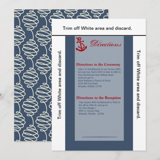 3.5x6 Richtingkaartje Navy Scheepsknoop Anker Kaart (Voorkant / Achterkant)