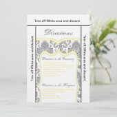 3.5x6 Richtkaart grijs Yello Damask Kaart (Staand voorkant)