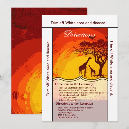 3.5x6 Routebeschrijving Kaart African Safari Giraf (Voorkant / Achterkant)