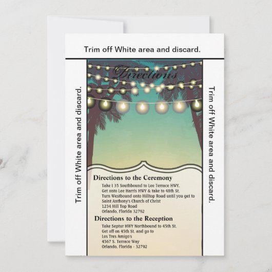 3.5x6 Routebeschrijving Kaart Beach Sunset Palm Tr (Voorkant)