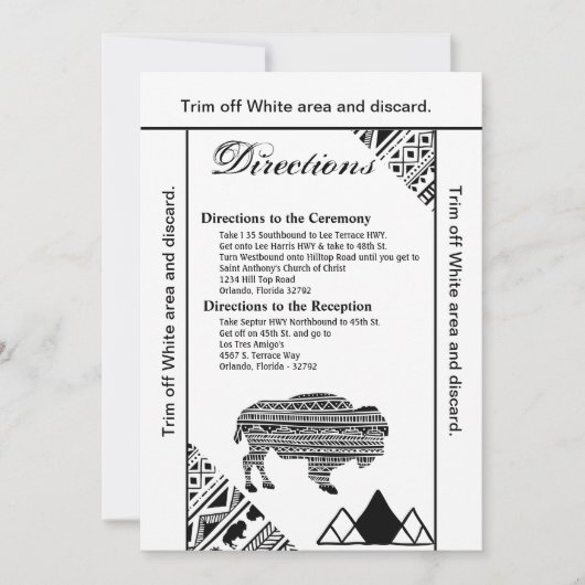 3.5x6 Routebeschrijving Kaart Boho Buffalo Tribal  (Voorkant)