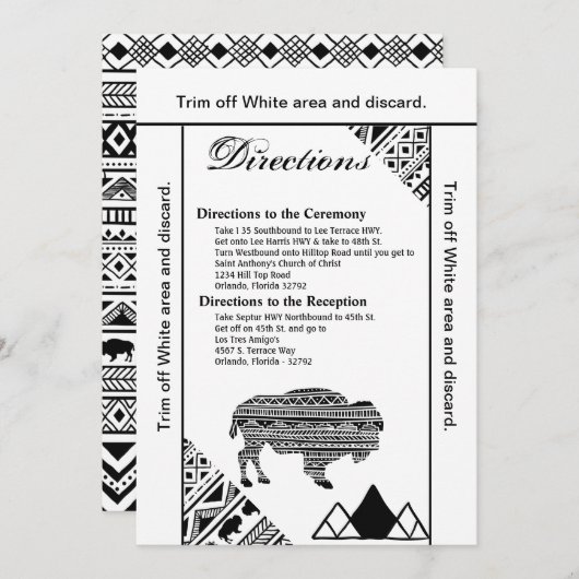 3.5x6 Routebeschrijving Kaart Boho Buffalo Tribal  (Voorkant / Achterkant)