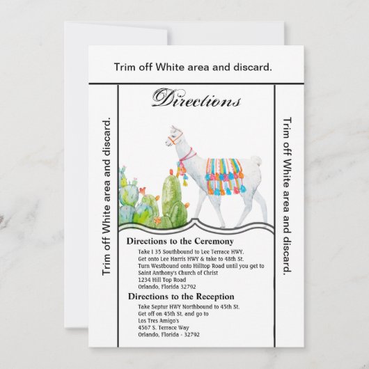 3.5x6 Routebeschrijving Kaart Boho Llama Bohemian  (Voorkant)