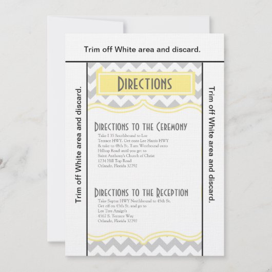3.5x6 Routebeschrijving Kaart Chevron Stripe Geel  (Voorkant)