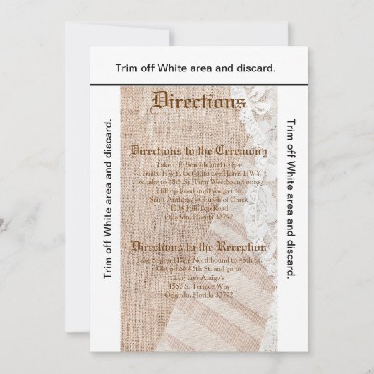 3.5x6 Routebeschrijving Kaart Country Lace Handker (Voorkant)