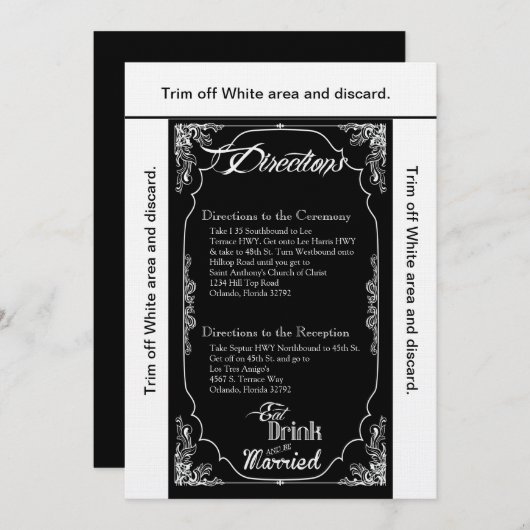 3.5x6 Routebeschrijving Kaart Eet Drink Getrouwd z (Voorkant / Achterkant)