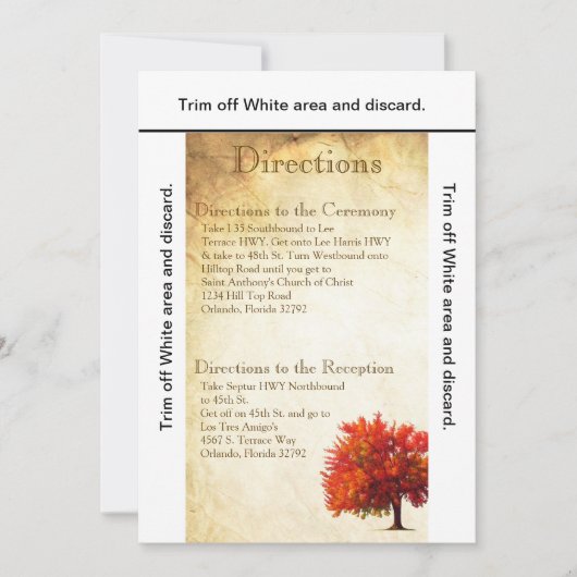 3.5x6 Routebeschrijving Kaart Herfst Tree Gerijpt  (Voorkant)