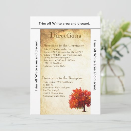 3.5x6 Routebeschrijving Kaart Herfst Tree Gerijpt  (Staand voorkant)