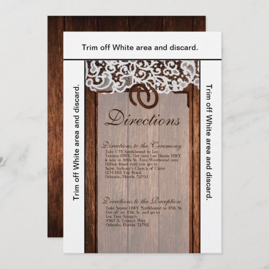 3.5x6 Routebeschrijving Kaart Hoefijzers op Barn W (Voorkant / Achterkant)