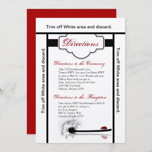 3.5x6 Routebeschrijving Kaart Lady Bug Dandilion F (Voorkant / Achterkant)