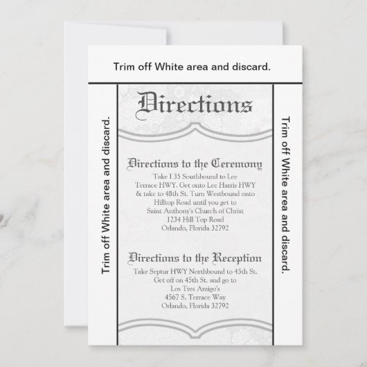 3.5x6 Routebeschrijving Kaart Land Wit Kant Print  (Voorkant)