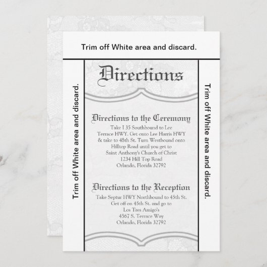 3.5x6 Routebeschrijving Kaart Land Wit Kant Print  (Voorkant / Achterkant)