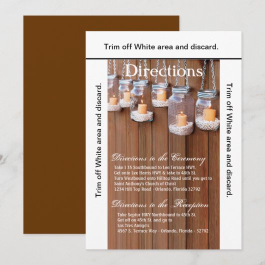 3.5x6 Routebeschrijving Kaart Mason Jar Candle Lig (Voorkant / Achterkant)