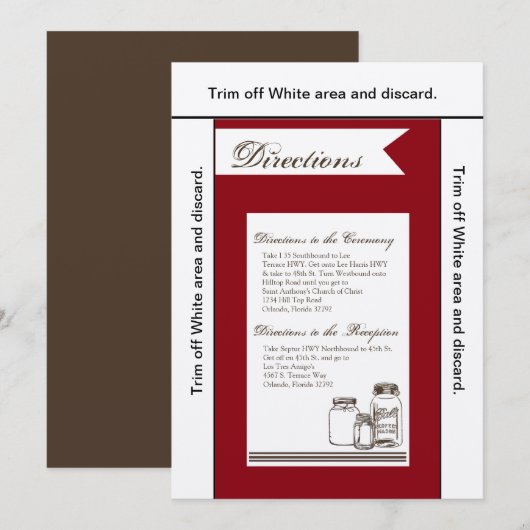 3.5x6 Routebeschrijving Kaart Mason Jar Country Ru (Voorkant / Achterkant)