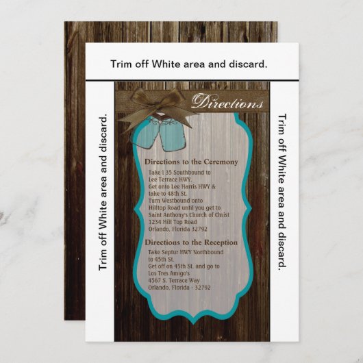 3.5x6 Routebeschrijving Kaart Mason Jar Initialen (Voorkant / Achterkant)