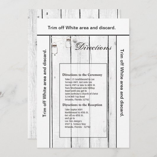 3.5x6 Routebeschrijving Kaart Mason Jar String Lig (Voorkant / Achterkant)