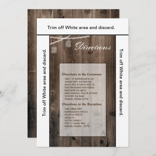 3.5x6 Routebeschrijving Kaart Mason Jar String Lig (Voorkant / Achterkant)