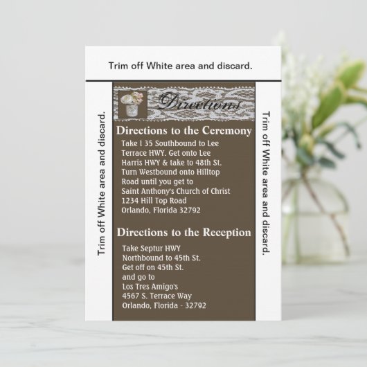 3.5x6 Routebeschrijving Kaart Mason Jars met Rozen (Staand voorkant)