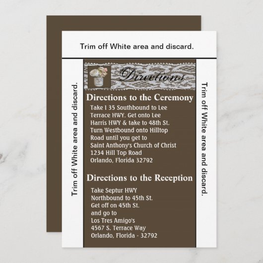 3.5x6 Routebeschrijving Kaart Mason Jars met Rozen (Voorkant / Achterkant)