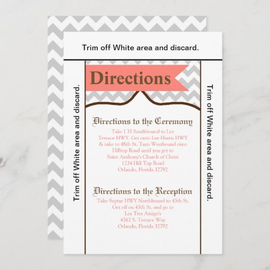 3.5x6 Routebeschrijving Kaart Modern Chevron Strip (Voorkant / Achterkant)