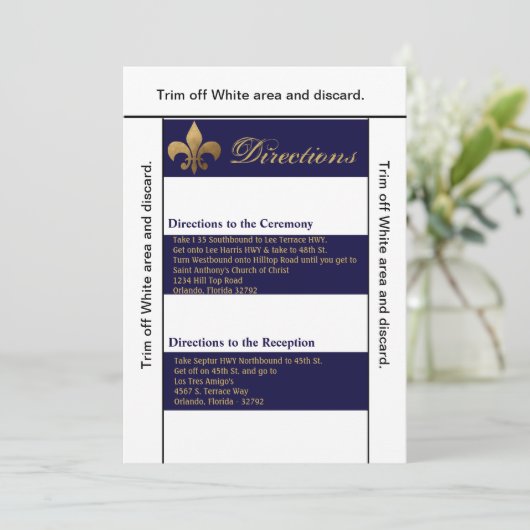 3.5x6 Routebeschrijving Kaart Modern Stripe Navy W (Staand voorkant)