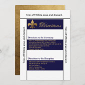 3.5x6 Routebeschrijving Kaart Modern Stripe Navy W (Voorkant / Achterkant)