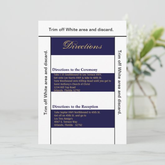 3.5x6 Routebeschrijving Kaart Modern Stripe Navy W (Staand voorkant)