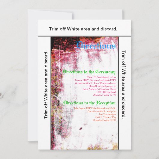 3.5x6 Routebeschrijving Kaart Neon Grunge Kraskleu (Voorkant)