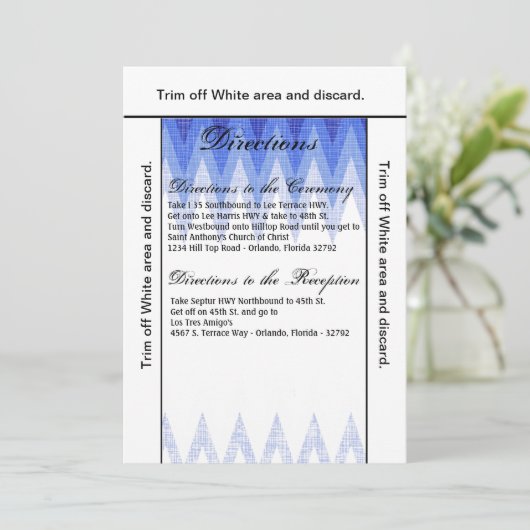 3.5x6 Routebeschrijving Kaart Ombre Chevron Blauw (Staand voorkant)