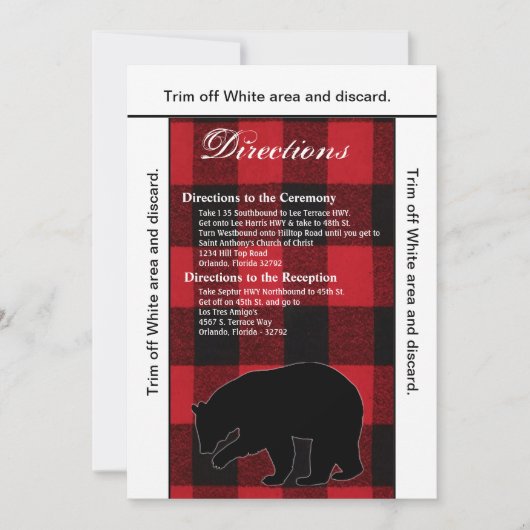 3.5x6 Routebeschrijving Kaart Red Buffalo Plaid Be (Voorkant)